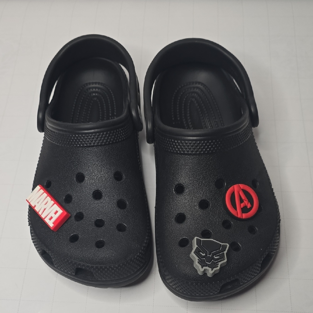 CROCS Kids Black Sandals With Marvel Accents